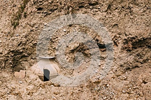 Mtskheta Georgia. Damaged Kvevri, Buried In Ground. Large Earthe