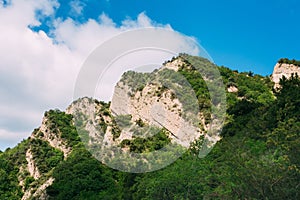 Mtskheta Georgia. White Limestone Mountain Overgrown With Green photo