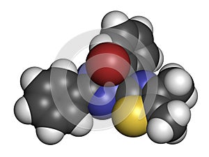 MTT yellow tetrazole dye molecule. Used in MTT assay, used to measure cytotoxicity and cell metabolic activity. 3D rendering..