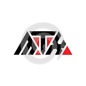 MTX triangle letter logo design with triangle shape. MTX triangle logo design monogram. MTX triangle vector logo template with red