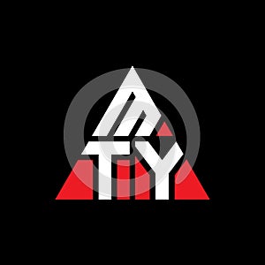 MTY triangle letter logo design with triangle shape. MTY triangle logo design monogram. MTY triangle vector logo template with red photo