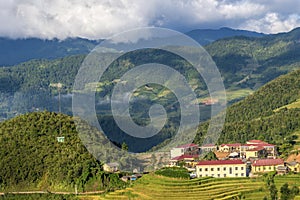 Beautiful rice terrace field on hill in Northern Vietnam