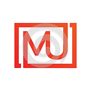 MU monogram orange color images. MU letter round orange color logo. UM vector template company identity photo