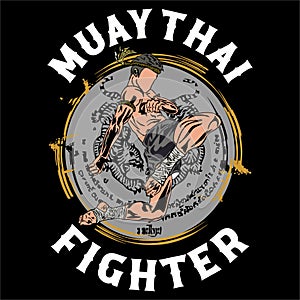 muay thai fighter illusration vector logo design. really good for printing product