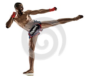 Muay Thai kickboxing kickboxer boxing man isolated