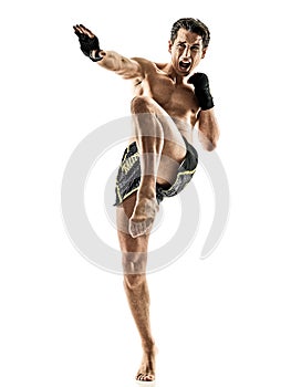 Muay Thai kickboxing kickboxer boxing man isolated