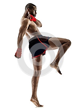 Muay Thai kickboxing kickboxer boxing man isolated