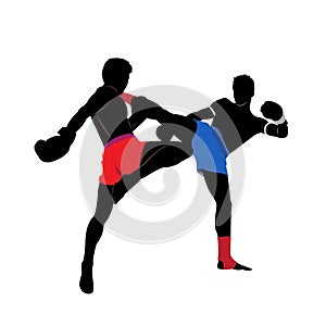 Muay Thai silhouette, thai boxing, kick boxing photo