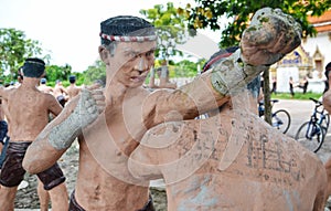 Muay thai statue.Bang Kung Temple,Samut Songkhram Thailand