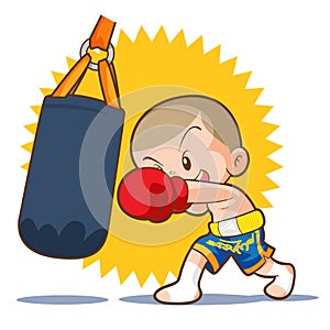 Muaythai sandbag boxing hit