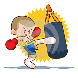 Muaythai sandbag boxing kick