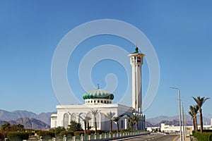 Mubarak Mosque, Islamic church in Egypt. Big mosque in Sharm-El-Sheikh at daytime