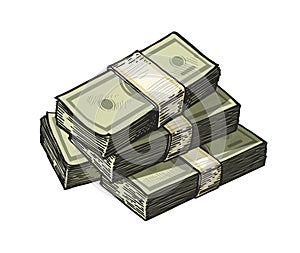 Much money, wads of cash. Earnings, finance, dollars vector illustration photo