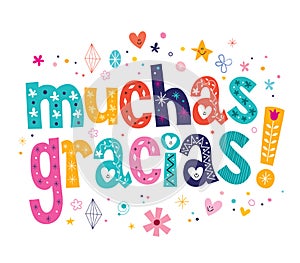 Muchas gracias many thanks in Spanish card photo