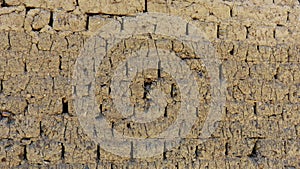 Mud brick old wall made with clay and straw