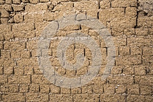 Mud brick wall close up texture