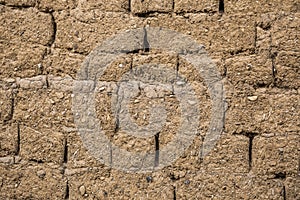 Mud brick wall close up texture