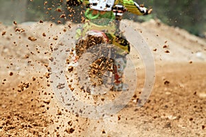 Mud debris from a motocross race