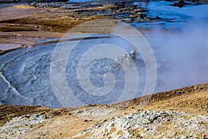 Mud hole with sulfur in geothermal area