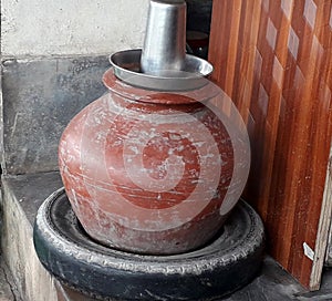Mud potcool water sumer timefull water cover pot soil pot hand made india