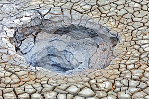 Mud pots in the geothermal area Hverir, Iceland