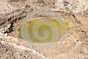 Mud puddles in sand