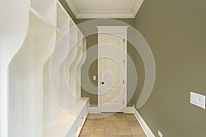 Mud room with green walls