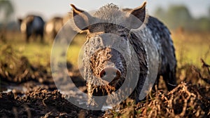 Mud Soaked Boar: A Captivating Image Of Nature\'s Playfulness