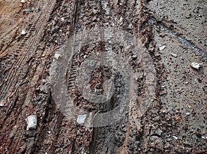 Mud Texture.Mud tracks.Various tire tracks in mud.Tracks in mud.Oil Slick.