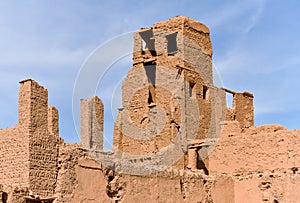 Mudbrick house architecture in Morocco