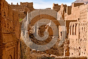 Mudbrick house ruins in Morocco