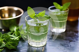 muddling mint for a spearmint cocktail