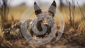 Muddy Australian Cattle Dog In Nadav Kander Style