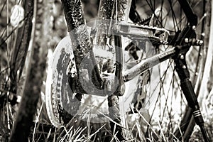 Muddy bike after a rain shower