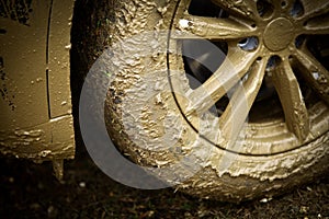 Muddy car's wheel