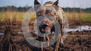 Muddy Dog In Mud: Animal Portrait By Mike Eberstein Photography