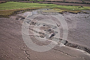 Muddy estuary channels seen from above