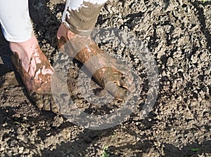 Muddy Feet of a Young Woman