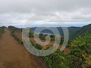 Muddy path on cidade lakes on the azores islands