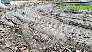 Muddy road at the construction site