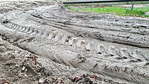 Muddy road at the construction site