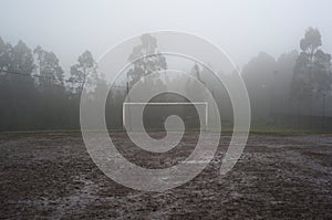 Muddy soccer field