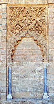 Mudejar facade of the Palace of Peter 1, Alcazar Royal in Seville, Spain