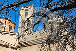 Mudejar and French Gothic style castle. ancient architecture.