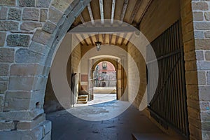 Mudejar and French Gothic style castle. ancient architecture.