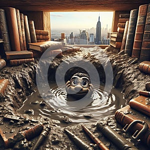 Mudhole A hole or pit filled wit