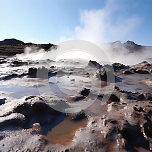 mudpots geothermal features where boiling mud bubbles to th sur photo