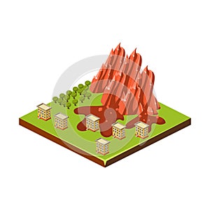 Mudslide. Natural Disaster Icon. Vector Illustration