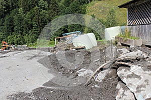 Mudslides scar the hillsides of austria following heavy rain. Eu