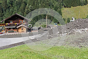 Mudslides scar the hillsides of austria following heavy rain. Eu